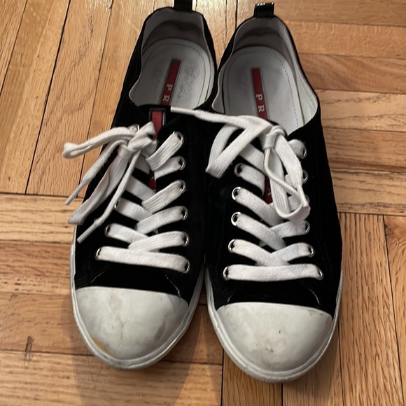 Prada black velvet sneaker, size 39 - Picture 2 of 6